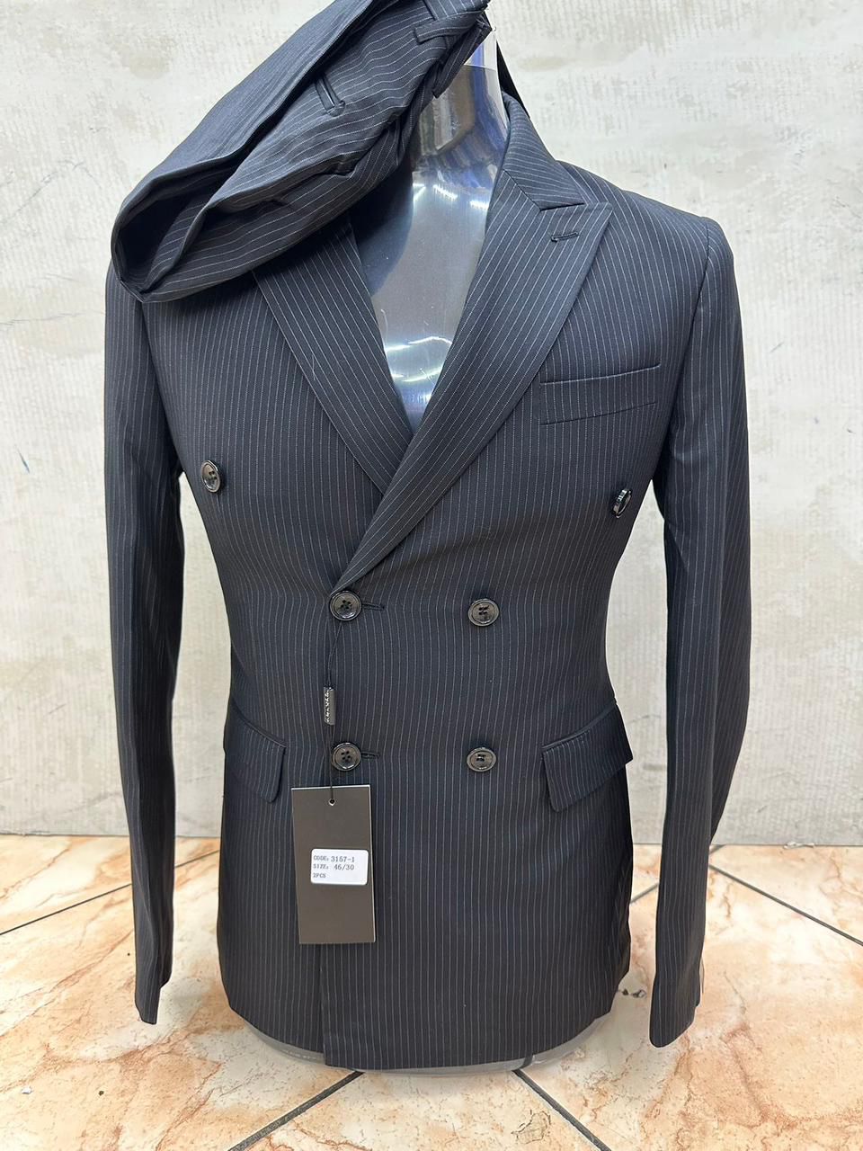 Double Breasted Black Suit